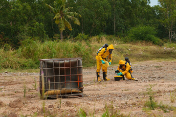 Chemical inspectors are checking for chemical leaks during a fire.