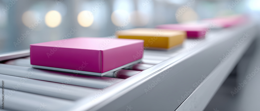 Poster smart logistics solutions enhance fleet management by automating package movement on conveyor system