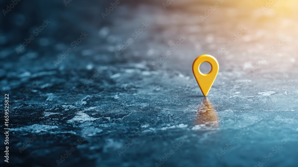 Poster location pin artistic representation of a location pin on a blank surface, emphasizing clarity and f
