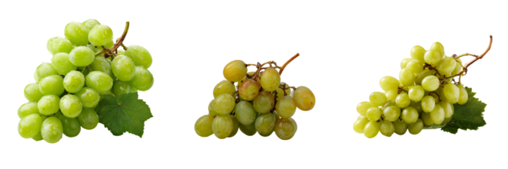 Fresh green grapes bunch on transparent background food photography studio setup natural light close-up view