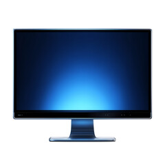 Fototapeta premium Modern flat screen computer monitor displaying a bright blue gradient light isolated on transparent background