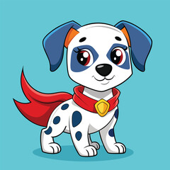 Cute Dalmatian Superhero Cartoon Character