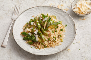 Asian rice with green asparagus