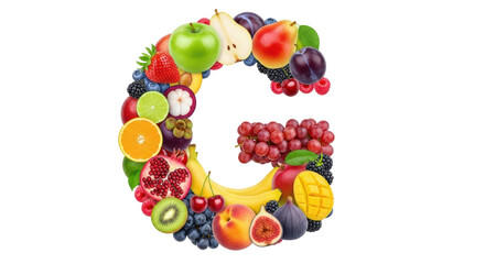 Isolated Letter G Made of Fresh Fruits