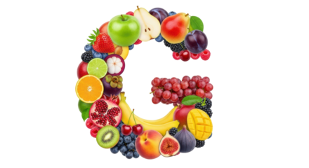 Isolated Letter G Made of Fresh Fruits