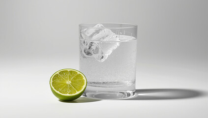 Lime Infused Ice Water in Glass