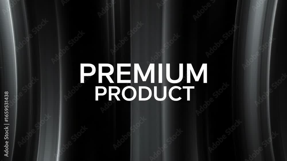 Poster dynamic premium text display on elegant dark wavy fabric background.