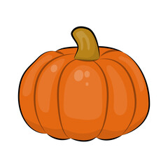 Cartoon Pumpkin Vector Illustration – Cute Autumn Vegetable Isolated on White. Cute autumn vegetable clipart isolated on white background.