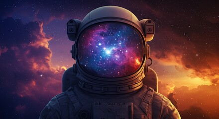 Astronaut in Spacesuit Reflecting the Universes Beauty Exploring the Cosmos with Celestial Wonders
