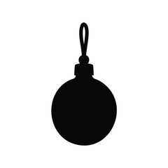 Fototapeta premium Simple Black and White Silhouette of a Classic Round Christmas Ornament