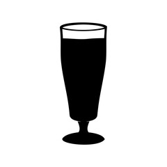 Elegant silhouette of a full pilsner glass with beer on white background
