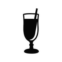Elegant black silhouette of a refreshing drink in a stemmed glass