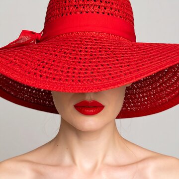 Woman in a large red hat