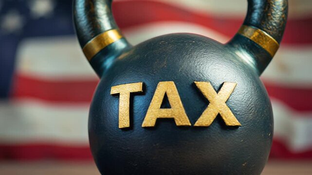 heavy tax kettlebell united states flag background