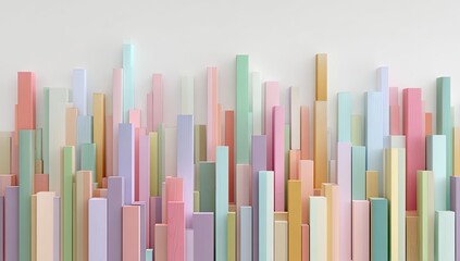 Obraz premium Pastel Skyscrapers on White Background