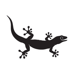 Strong Gecko Silhouette with Defined Reptile Form – Gecko Vector Artwork – Black Vector of Gecko