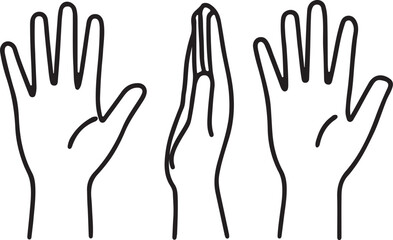 Line drawing of hands gesture outline set vector illustration 