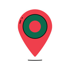 Red map pin icon with green target symbol inside for location navigation and geo positioning vector
