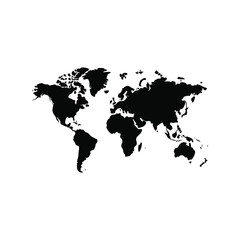 Global map silhouette showing all continents isolated on white space for easy use vector