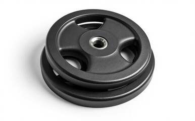 Black circular weight plates stacked image
