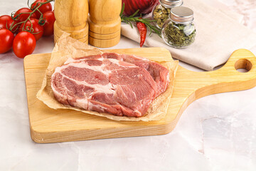 Raw pork neck steak sirloin
