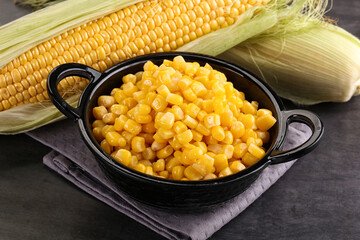 Canned sweet young corn grain