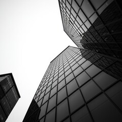 Fototapeta premium Urban skyscraper perspective, modern architecture, city buildings, reflected light