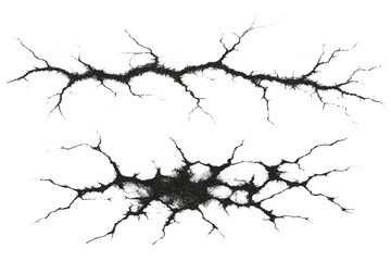 Set of Stipple Effect Cracks and Branching Lines
