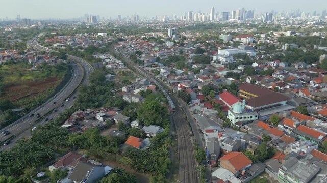 Commuter Train Travels Along Same Stretch Of Track As Bintaro Disaster Jakarta Indonesia 4K 60FPS
