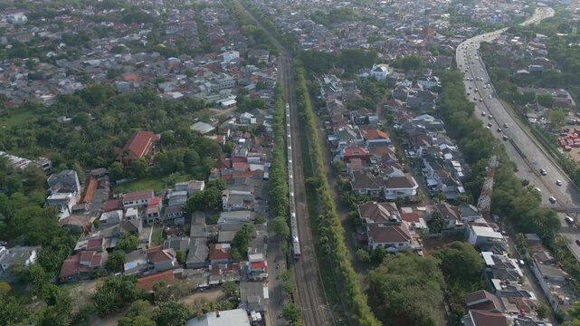 Passenger Train Rolls Through Bintaro Accident Corner Years Later Jakarta Indonesia 4K 60FPS