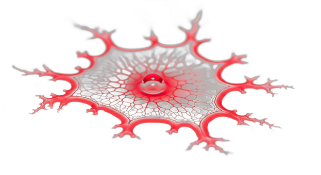 Close-up view of a complex, intricate, and colorful biological structure.