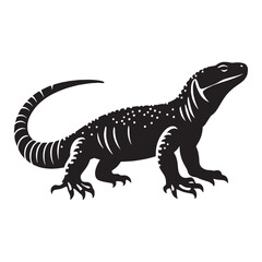 Gila Monster Silhouette Featuring Thick Tail and Strong Limbs – Gila Monster Vector Artwork – Gila Monster Illustration – Silhouette of Gila Monster – Reptile Silhouette
