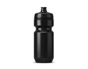 Obraz premium Sport Water Bottle Black Plastic Mockup – Bicycle Drink Bottle Template Isolated