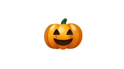 "Halloween Pumpkin Emoji Vector Art: White Background HD Smiling Icon, Ideal for Festival Decor/Cards/Social Media"