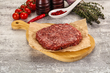 Raw beef burger cutlet for grill