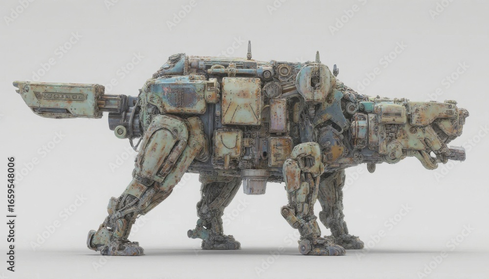 Aufkleber futuristic robotic machinery with advanced technology metallic design high-tech industrial automatio