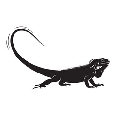 Fototapeta premium Iguana Silhouette Featuring Iconic Crest Shape – Iguana Vector Design for Print and Digital – Black Vector of Iguana