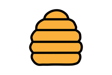 This image shows a simple illustration of a beehive. The beehive is colored in orange-yellow with four horizontal layers stacked on top of each other, creating a rounded dome-like shape.