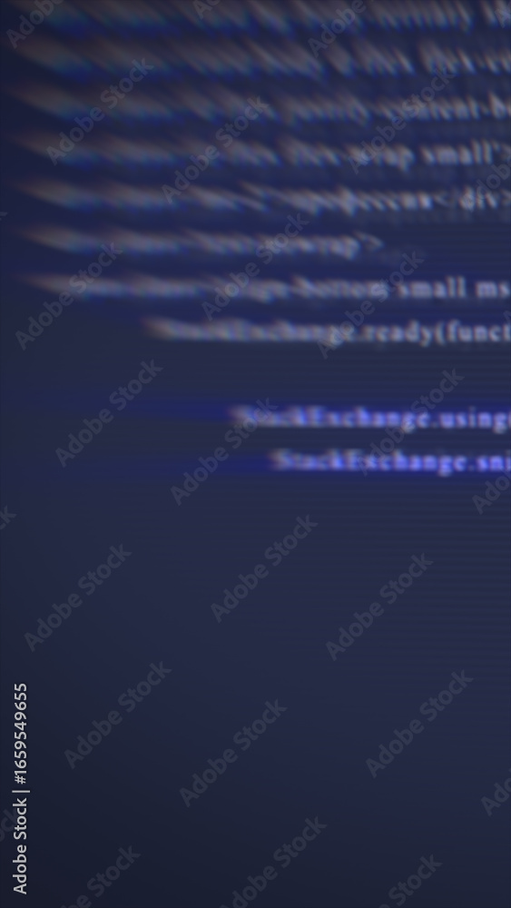 Aufkleber abstract blurred digital code on a dark screen, representing programming, cybersecurity, and technol