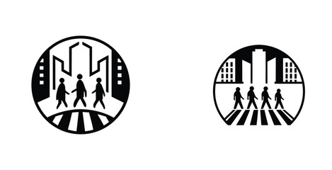 Peoples walking in a modern city zebracrossing vector art design
