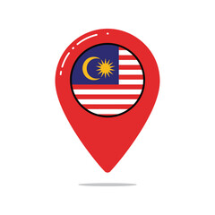 Malaysia flag location marker pin showing national emblem in circle for travel and geography vector