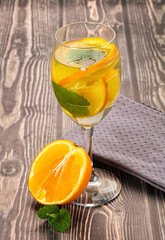 Fresh homemade orange lemonade with mint