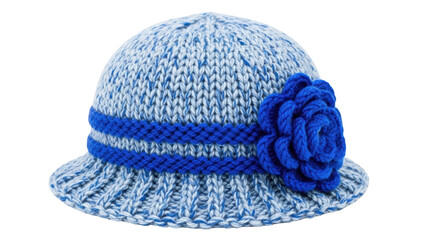 Isolated Knitted Baby Hat with Flower