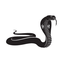Fototapeta premium King Cobra Silhouette Showing Recognizable Hood Expansion – King Cobra Vector Graphic for Graphic Designers – Black Vector of King Cobra – Snake Vector