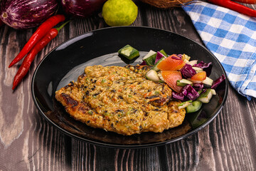 Tasty chicken steak with vegetables