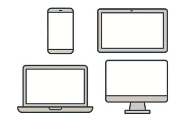 Assortment of Modern Digital Gadgets, Minimalist flat design
