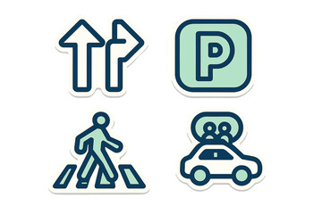 Traffic and Transportation Symbols, Minimalist flat design