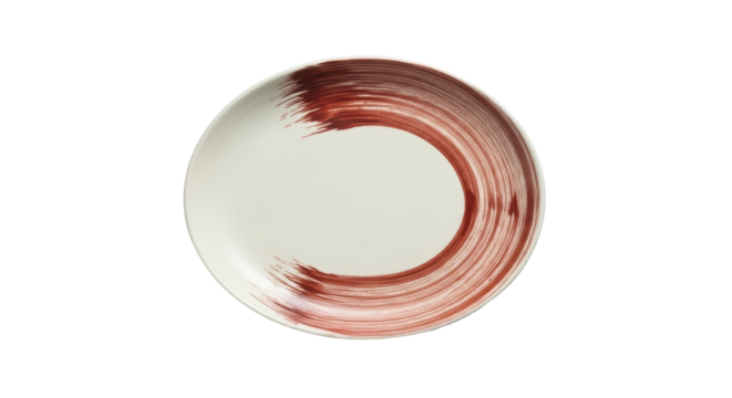 Isolated Decorative Plate with Red Strokes