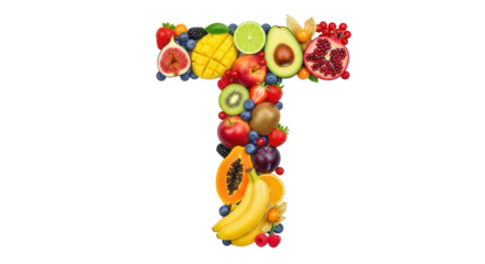 Isolated Letter T Made of Fruit