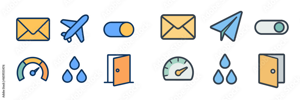 Poster modern flat icons for ui and web design, minimalist flat design